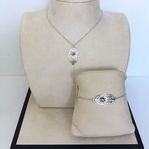 🧿 KHAMSA 🧿 2 Piece Set Sterling Silver Necklace